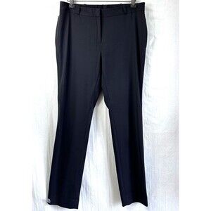 Etcetera Women Black Stretch Front Zip Straight Pleated Side Trousers Pants Sz 4